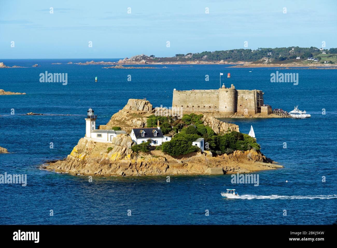 France, Finistere, Morlaix bay, Carantec, Louet island with its ...