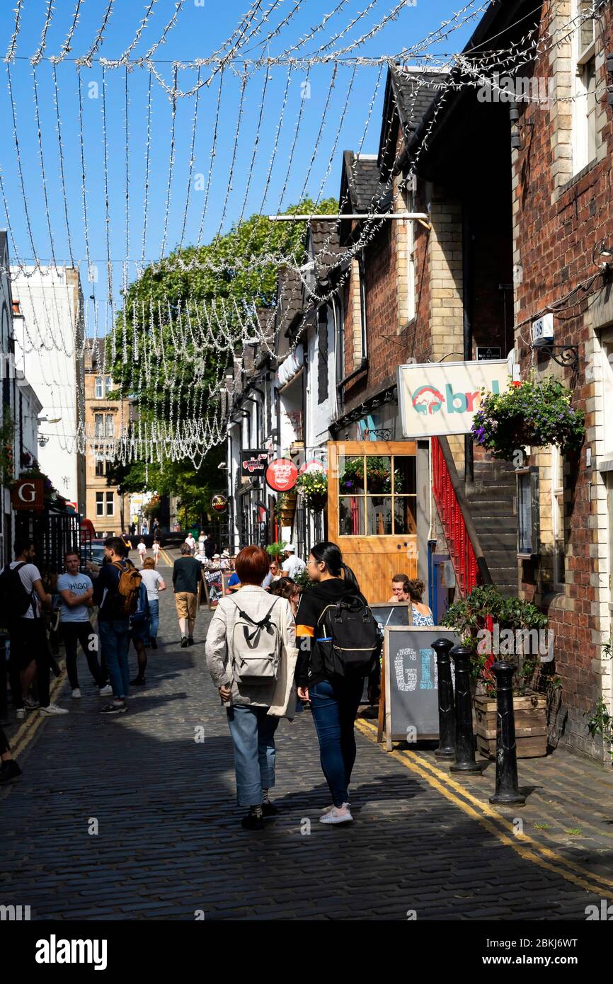 United Kingdom, Scotland, Glasgow, West End cobbled street that