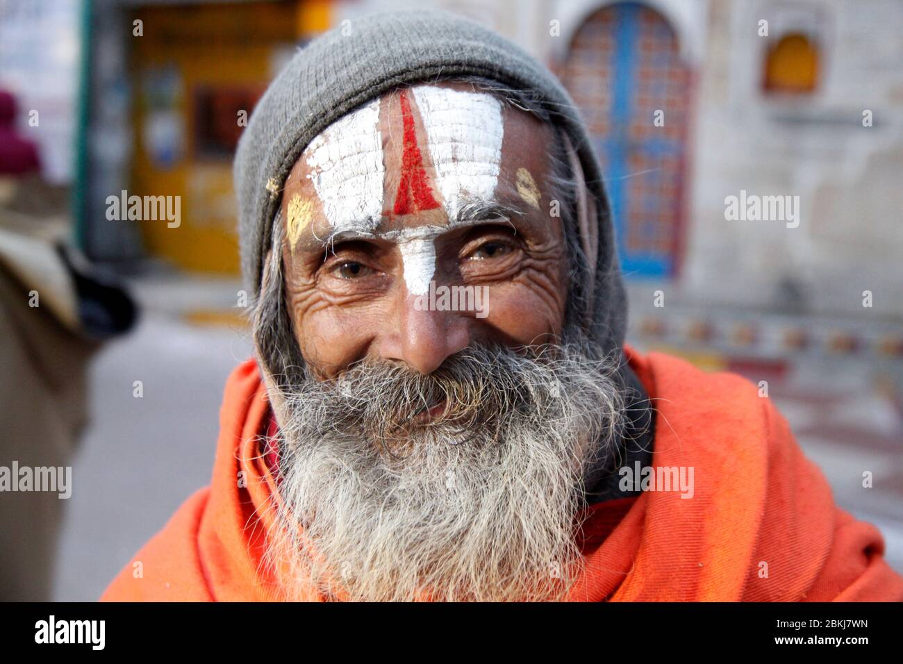 Indian Baba Swami Sadhu Holyman Saddhu in front of temple Haridwar ...