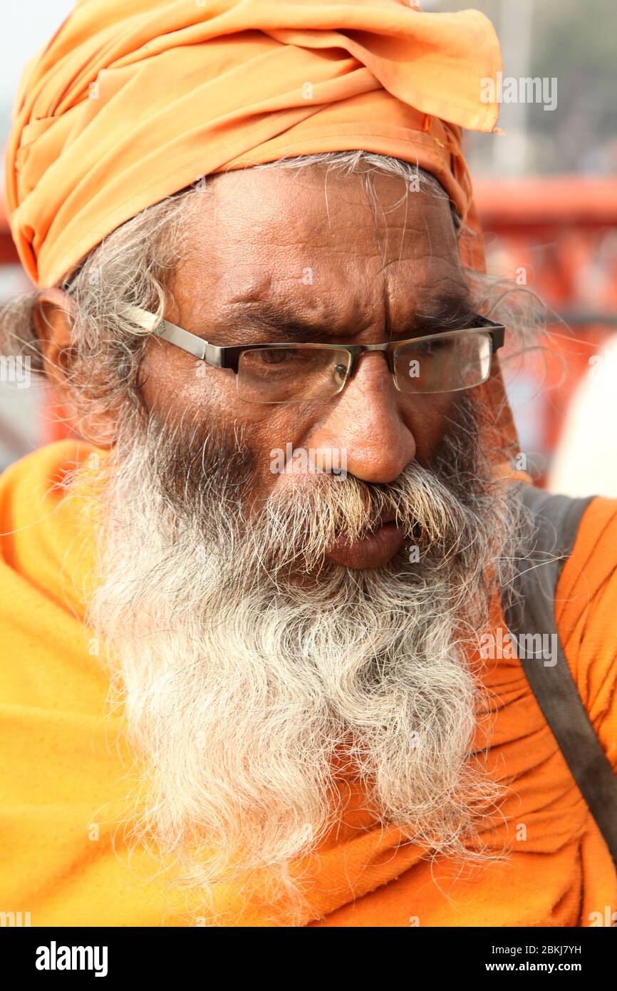 Indian Baba Swami Sadhu Holyman Saddhu in front of temple Haridwar ...