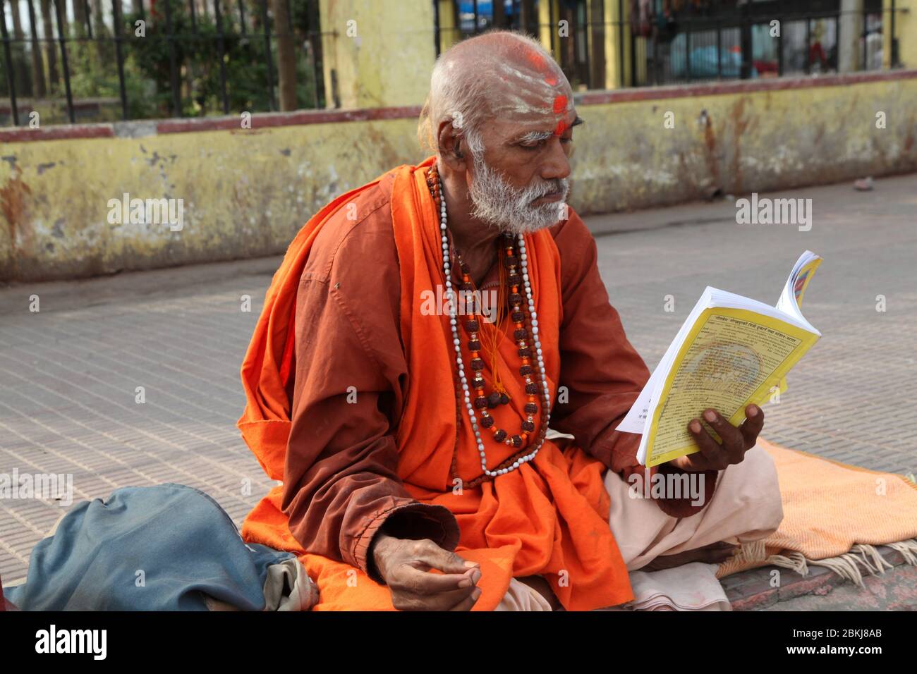 Indian Baba Swami Sadhu Holyman Saddhu in front of temple Haridwar ...