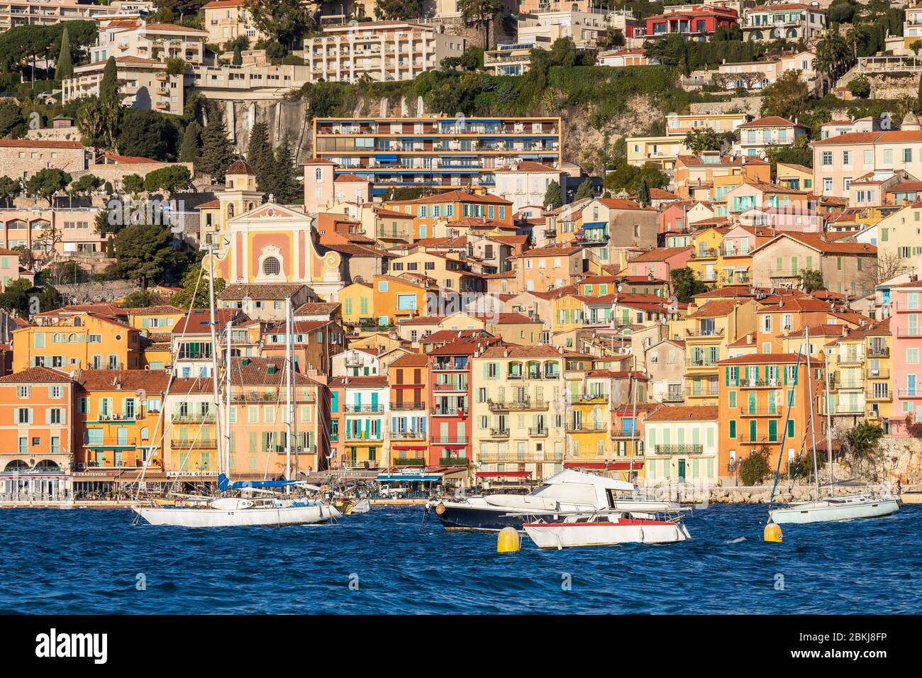 France, Alpes-Maritimes, Villefranche-sur-Mer, the old town, colorful ...