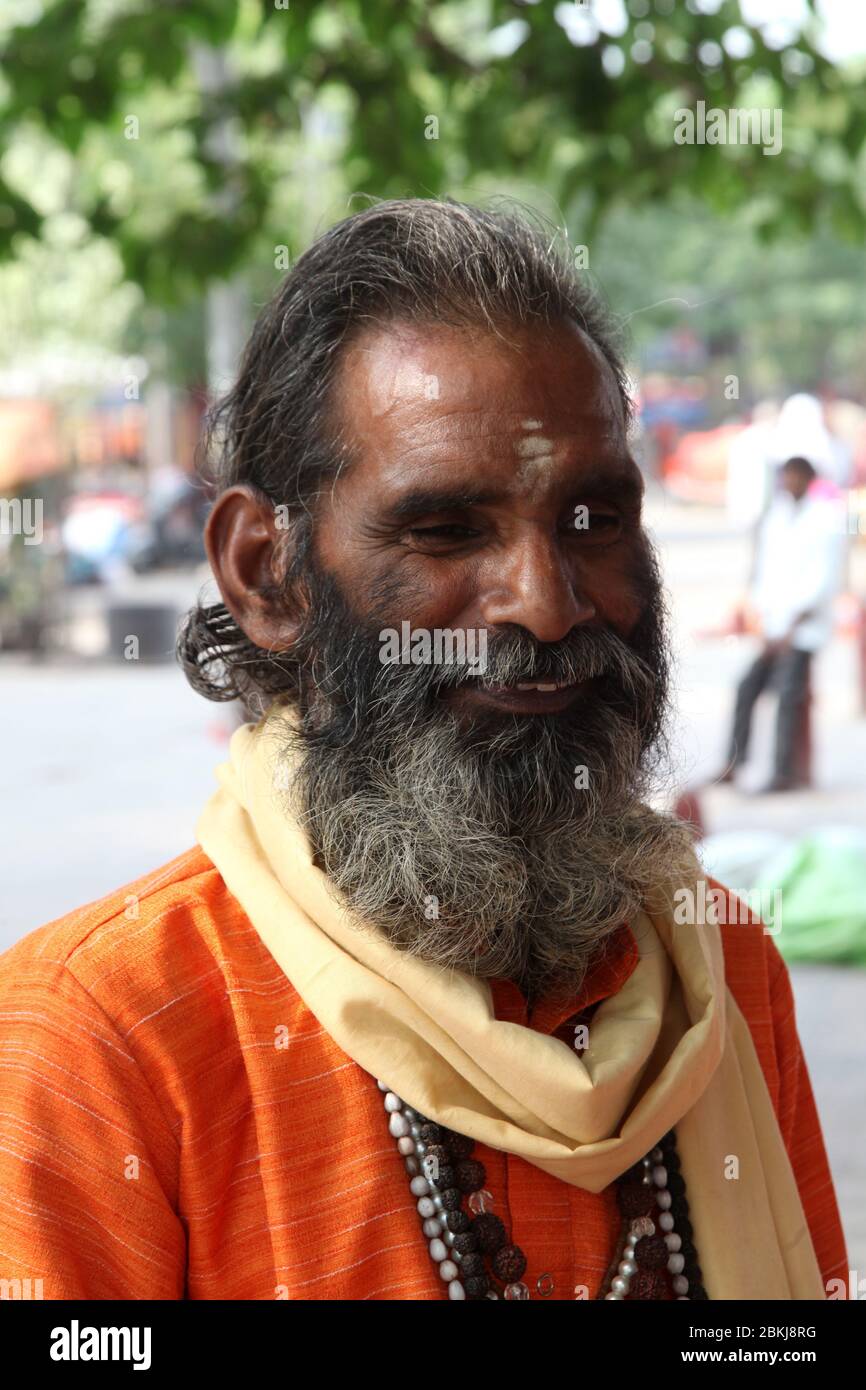 Indian Baba Swami Sadhu Holyman Saddhu in front of temple Haridwar ...