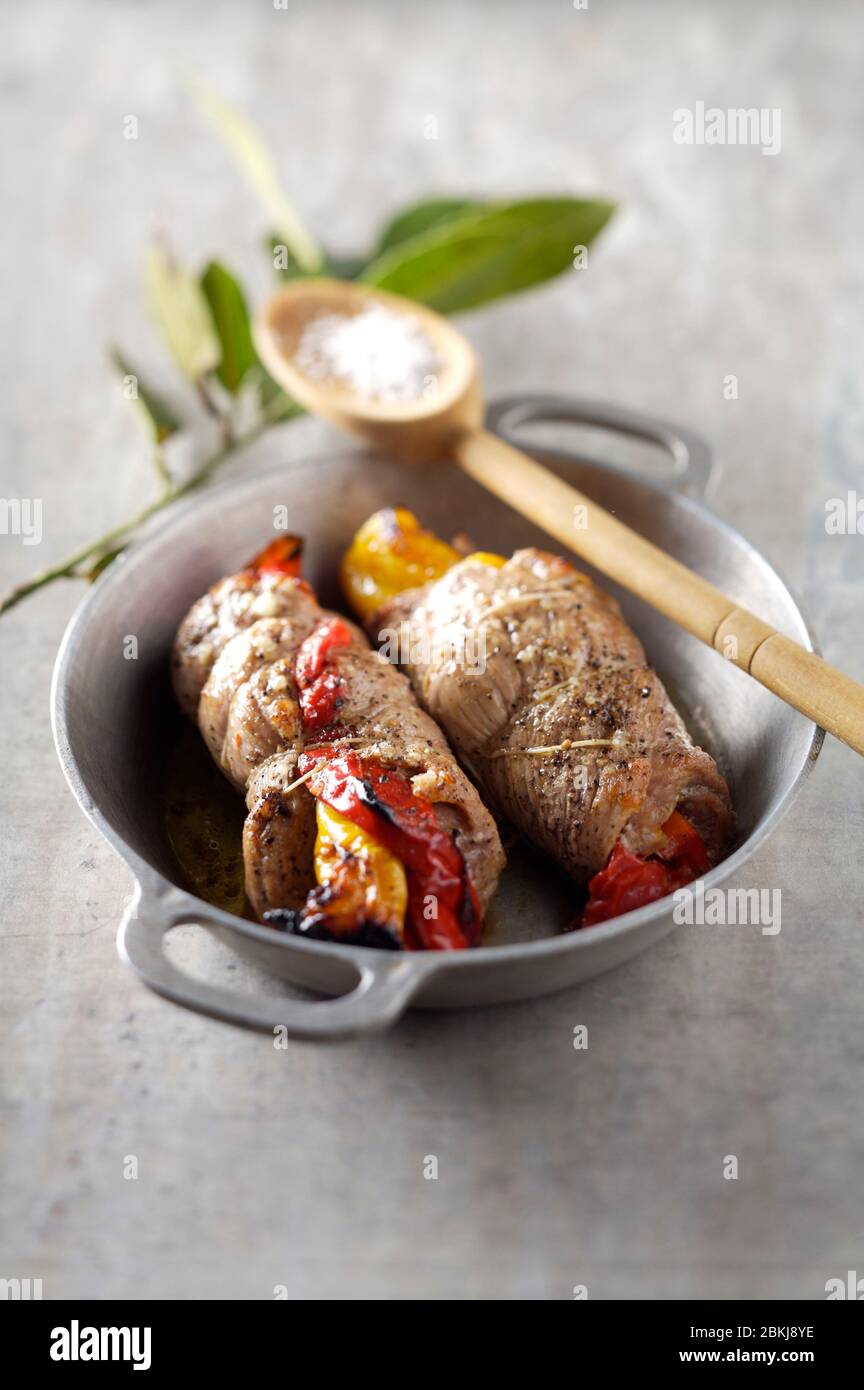 Veal cutlet rolled with pepper Stock Photo Alamy