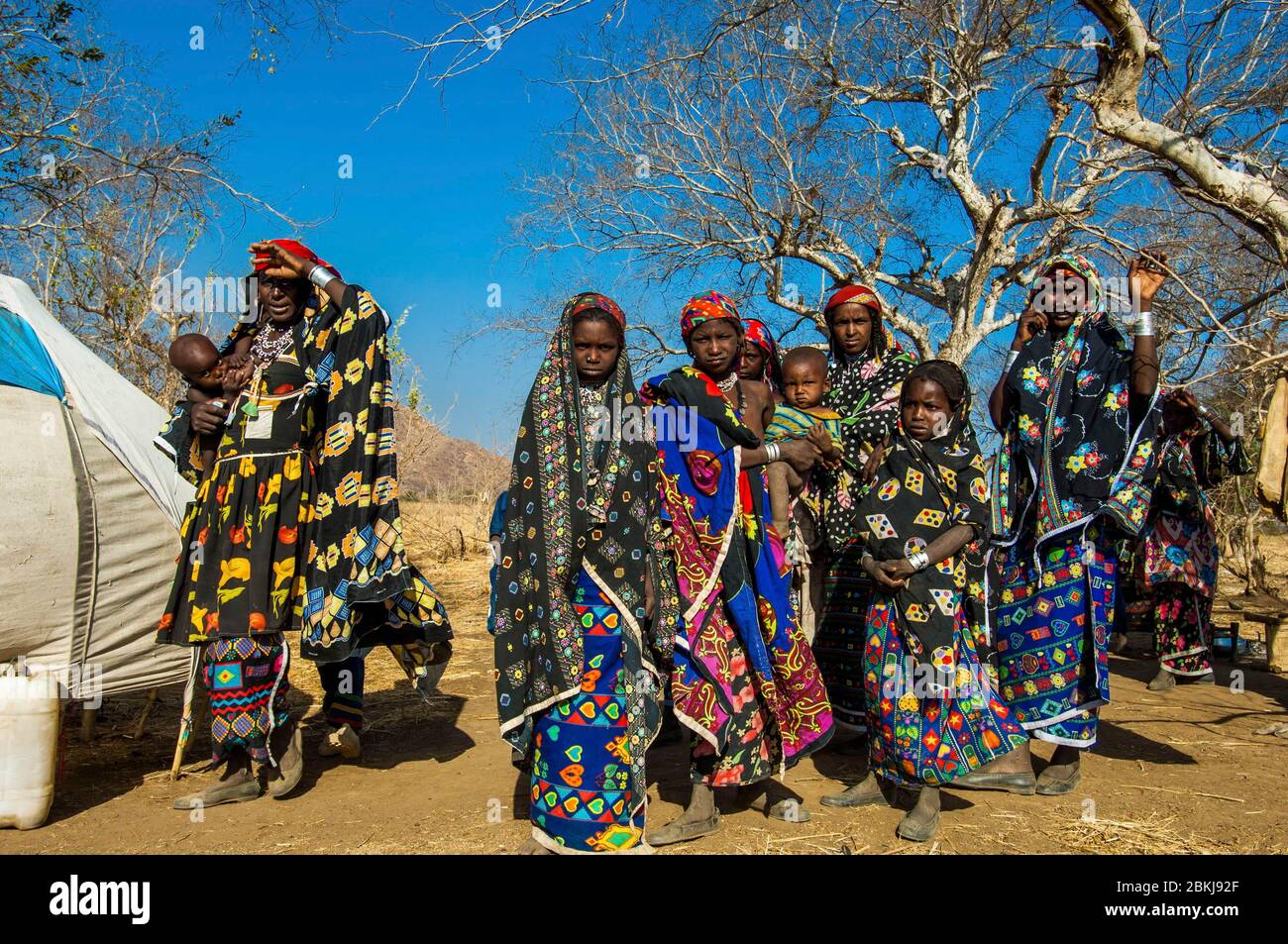 Sudan, south Kordofan, Fulani nomads, nomad camp Fulani on the edge of Bahr el-Ghazal Stock Photo