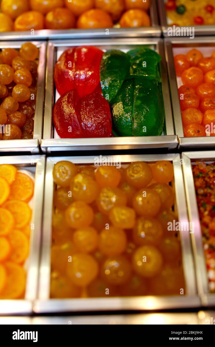 Display of candied fruit Stock Photo Alamy