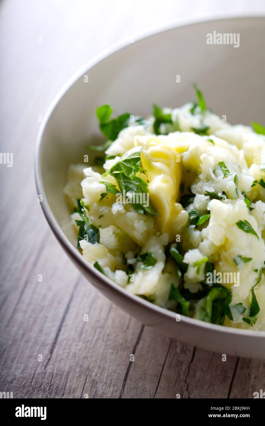 Mashed potato with parsley Stock Photo