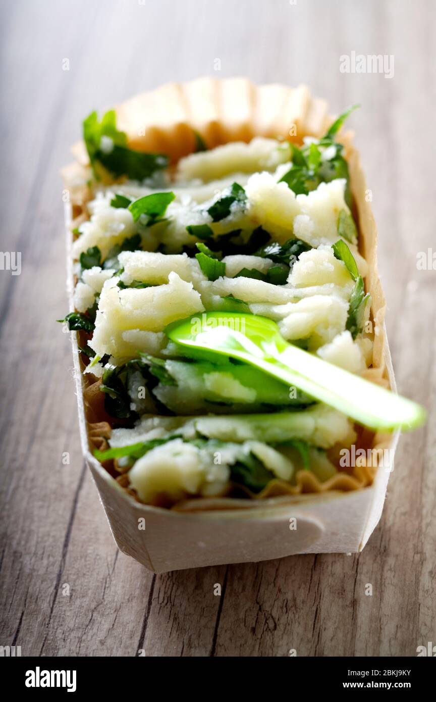 Mashed potato with parsley Stock Photo