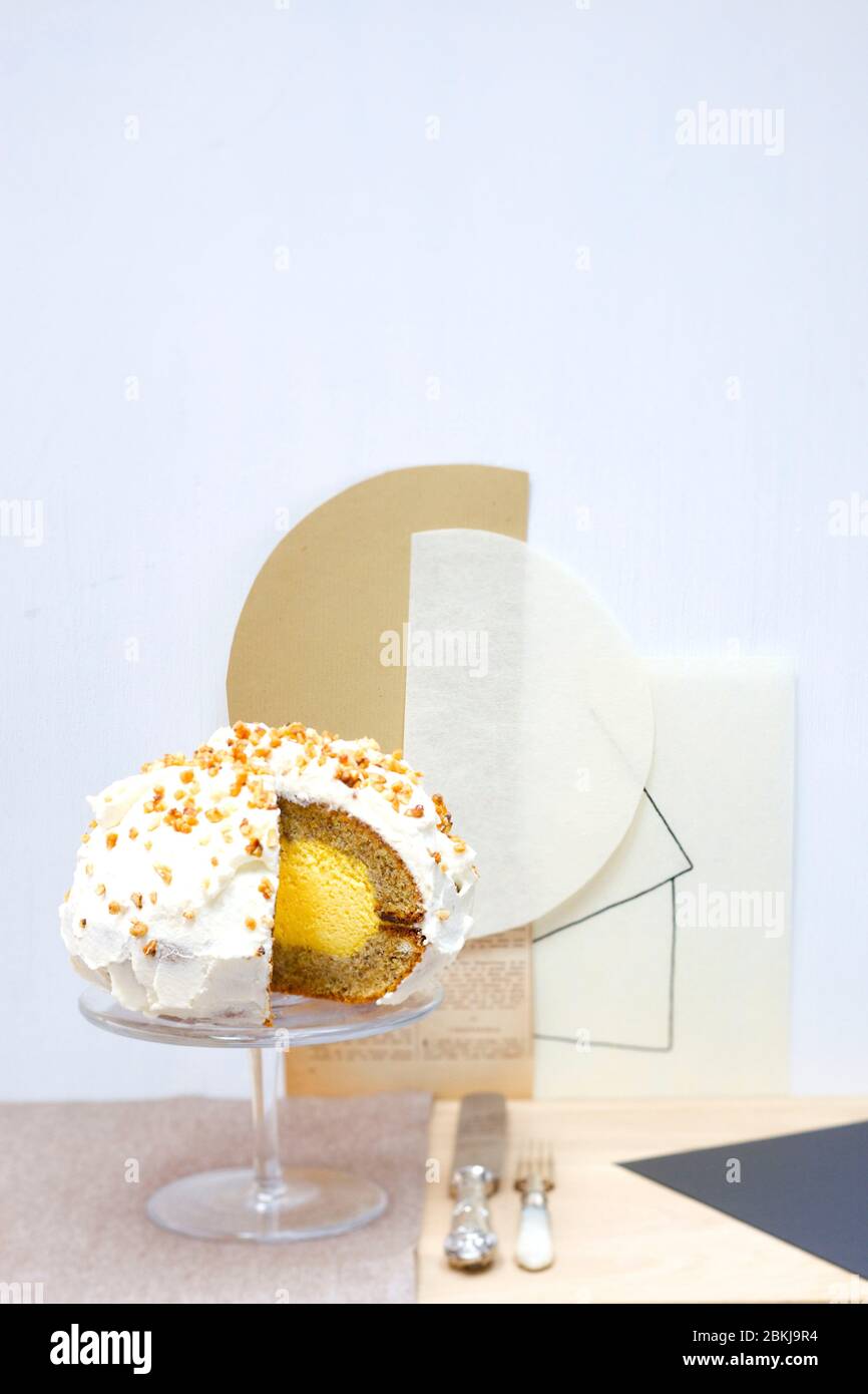 Cubism hazelnut ball cake Stock Photo