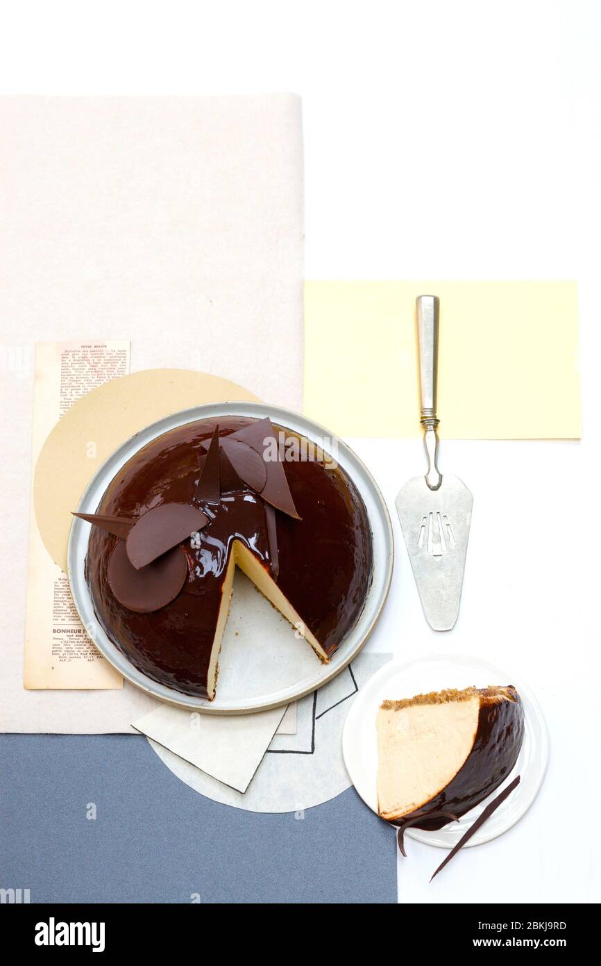 Caramel chocolate cubism cake Stock Photo