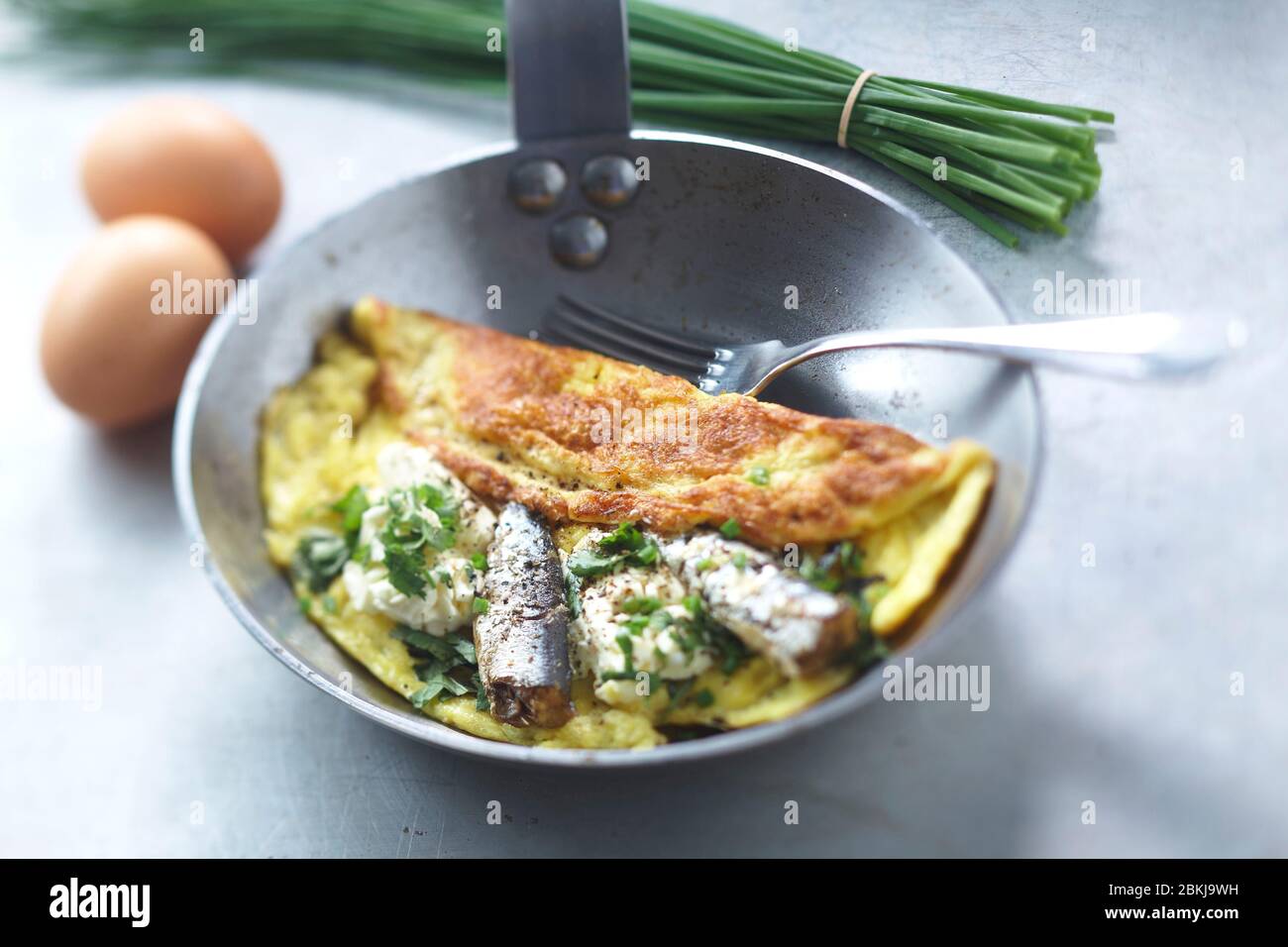 Sardines omelette fromage frais Stock Photo Alamy