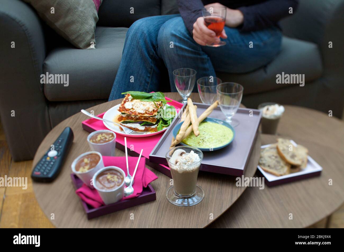 Diner atmosphere TV coffee table Stock Photo