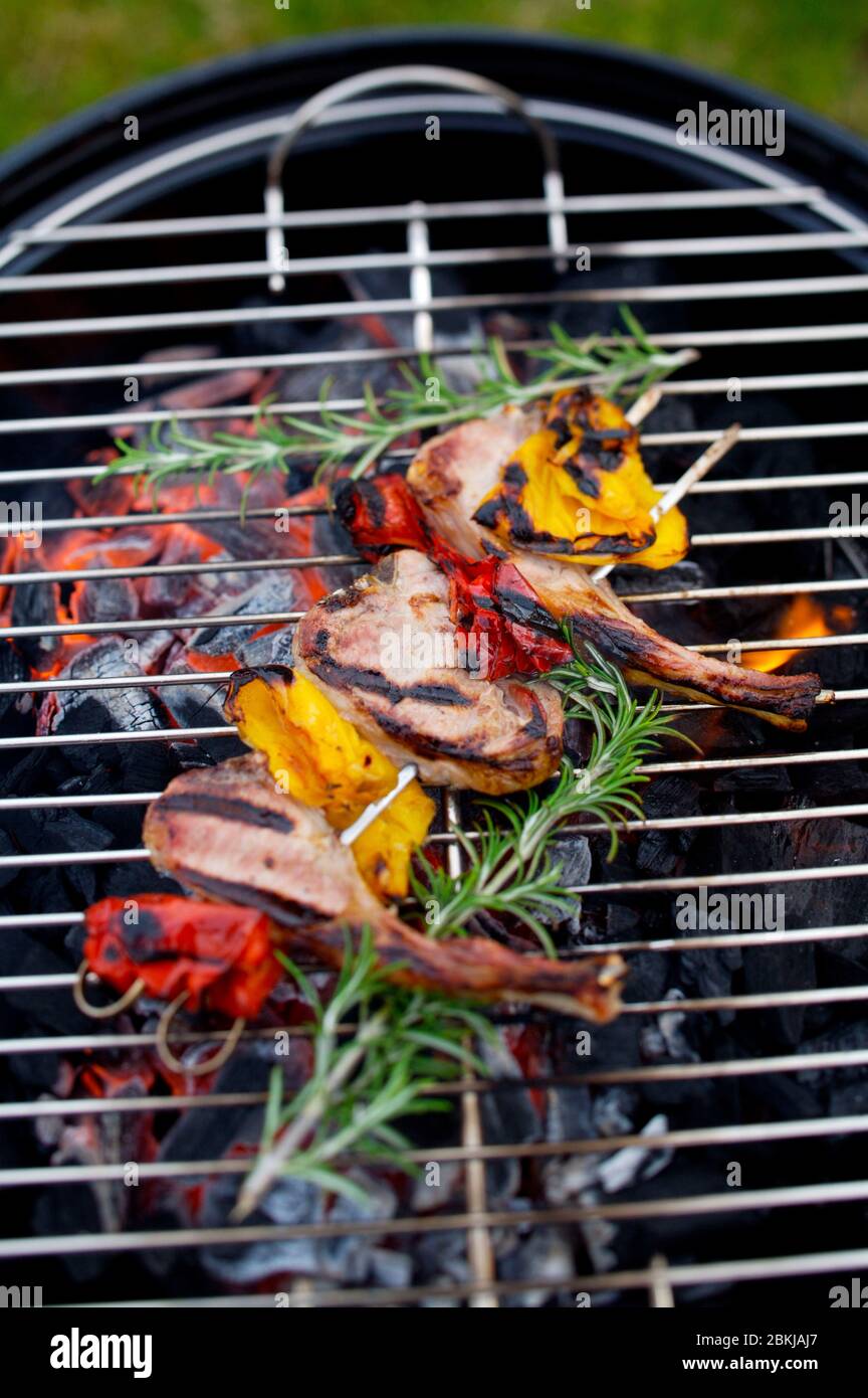 Lamb chop kebab with peppers marinated in milk Stock Photo Alamy