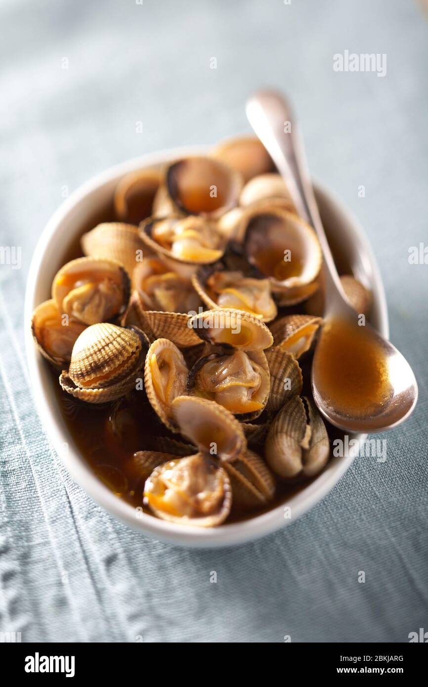 Cockles and miso broth Stock Photo