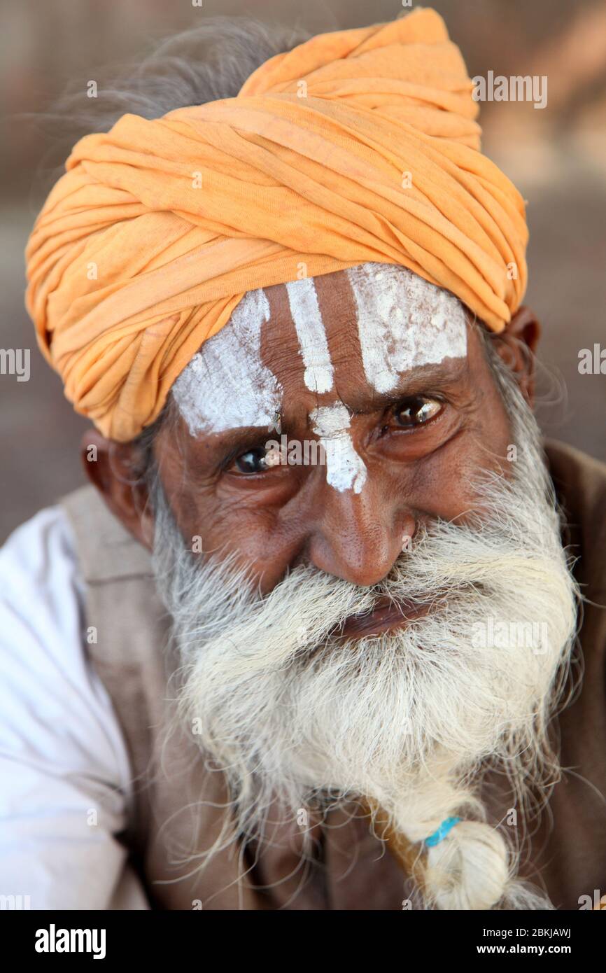 Indian Baba Swami Sadhu Holyman Saddhu in front of temple Haridwar ...