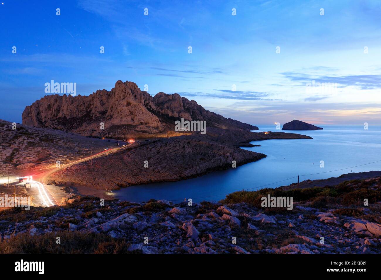 France, Bouches du Rhone, Calanques National Park, Marseille, 8th arrondissement, Goudes district, Cap Croisette, Tiboulen de Maire island Stock Photo