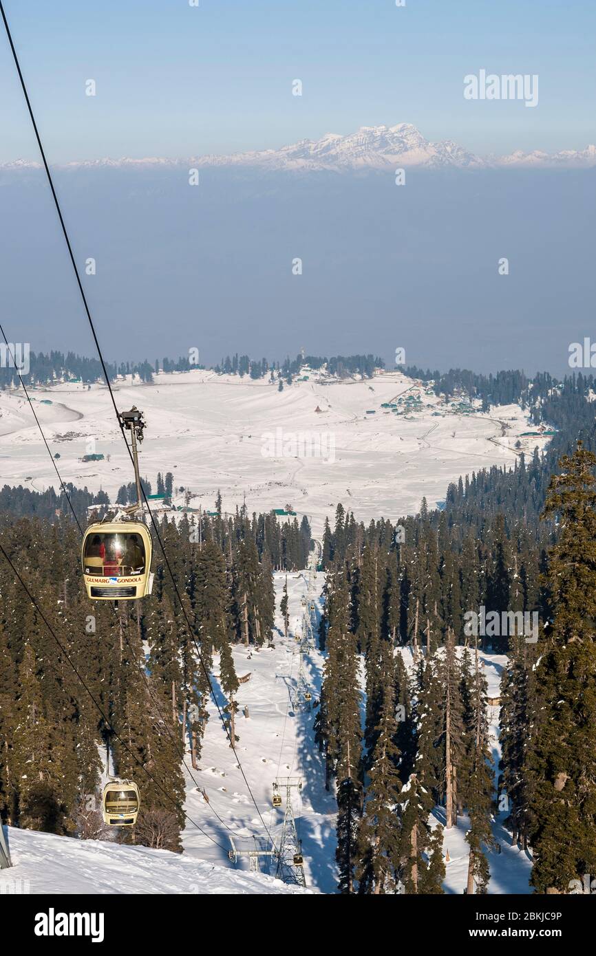 India, Jammu and Kashmir, Gulmarg, elevated view of the village and