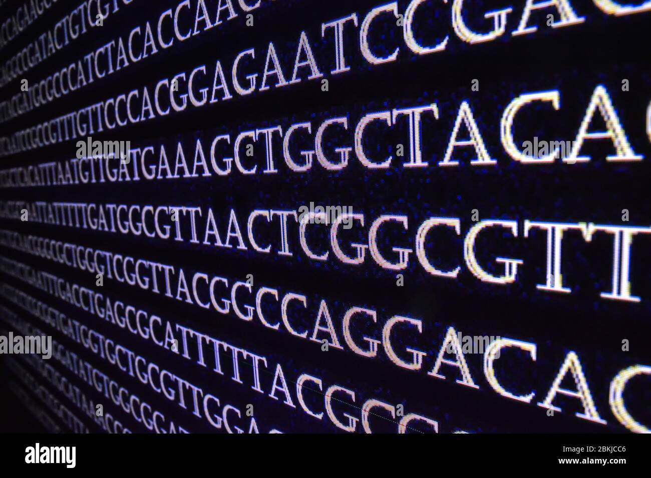 Genomic sequencing. The sequence of nucleotide bases in DNA. Stock Photo