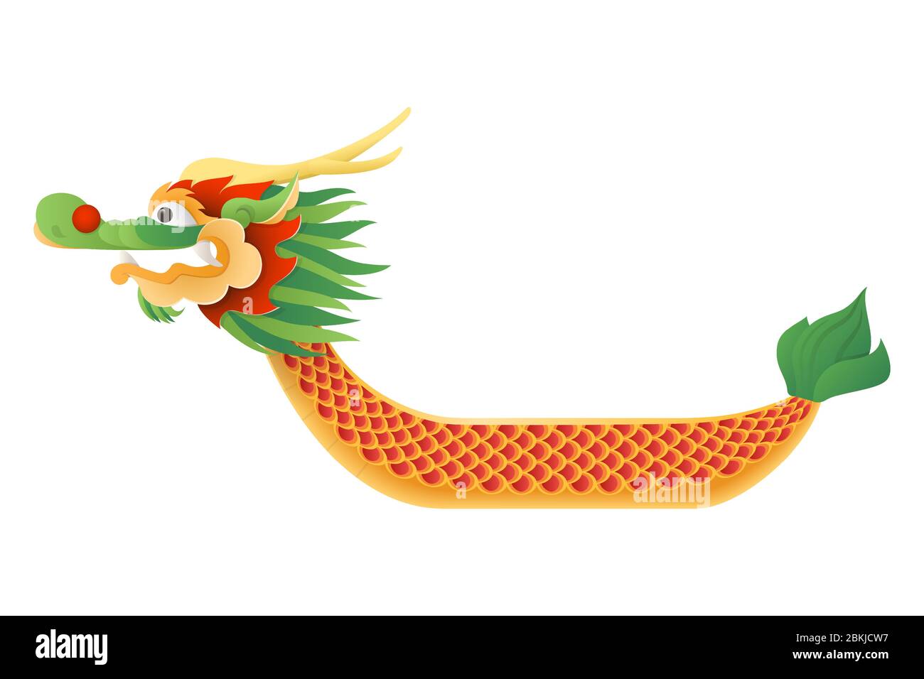 Dragon boat traditional festival - boat vector illustration isolated on transparent background - Duanwu or Zhongxiao festival Stock Vector
