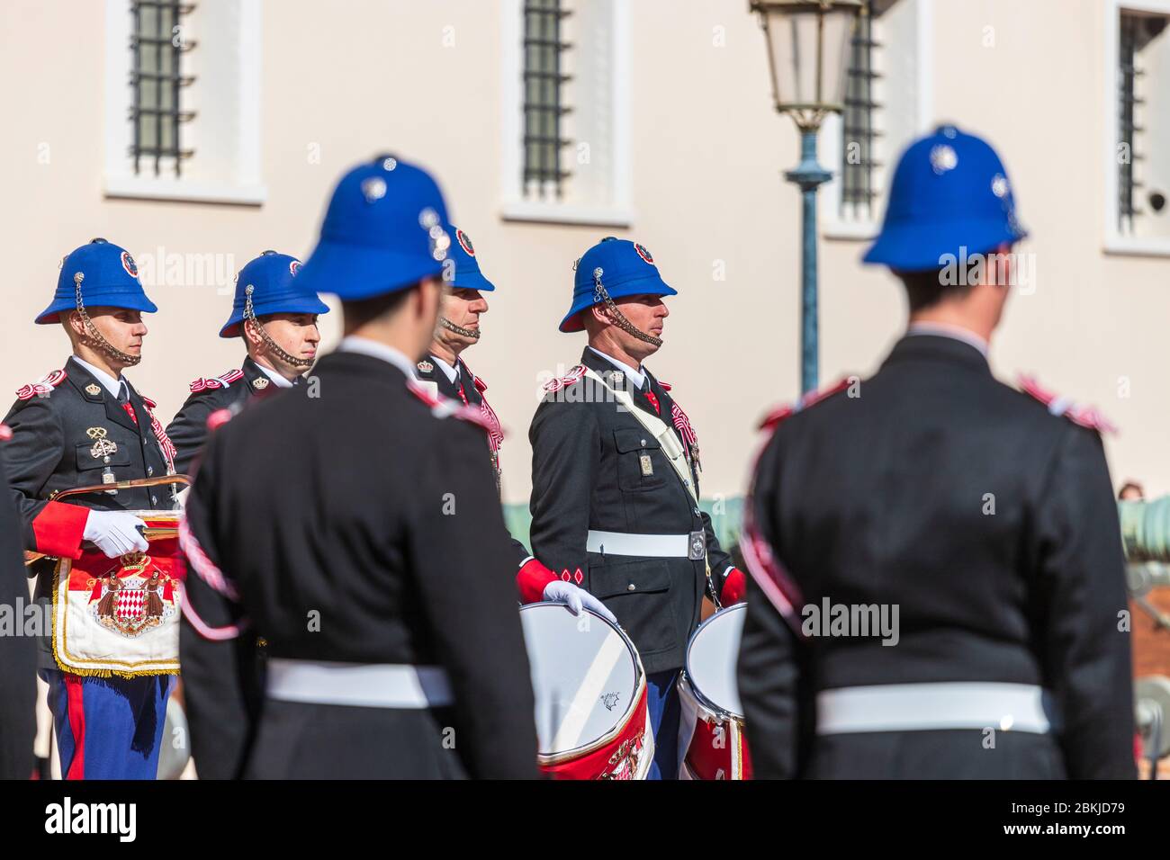 Principality of Monaco, Monaco, the Compagnie des Carabiniers de S.A.S le Prince, the changing of the guard on the place of the princely palace Stock Photo