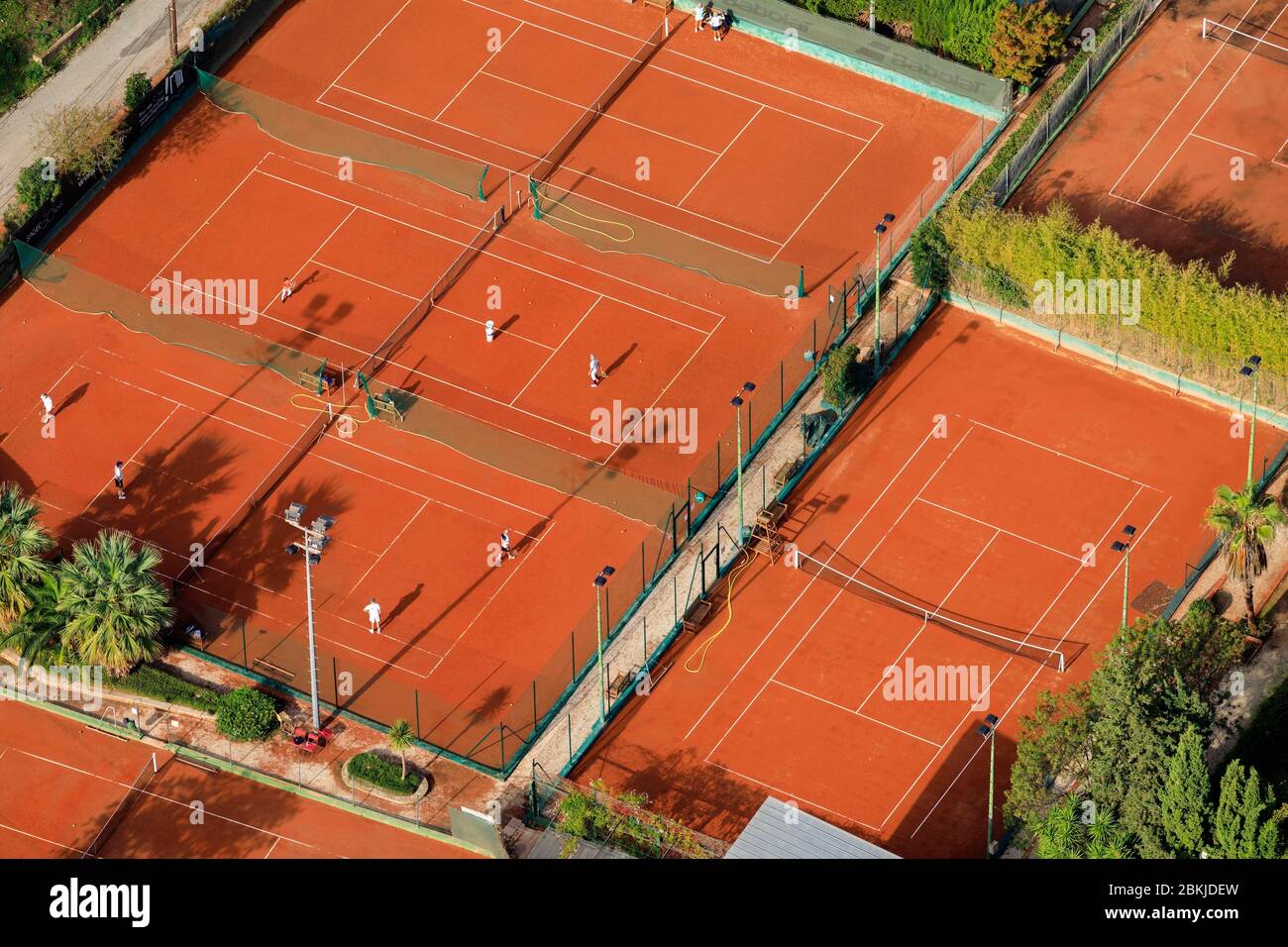 France, Bouches du Rhone, Marseille, 8th arrondissement, Perier district, Club  William tennis court, clay courts (aerial view Stock Photo - Alamy