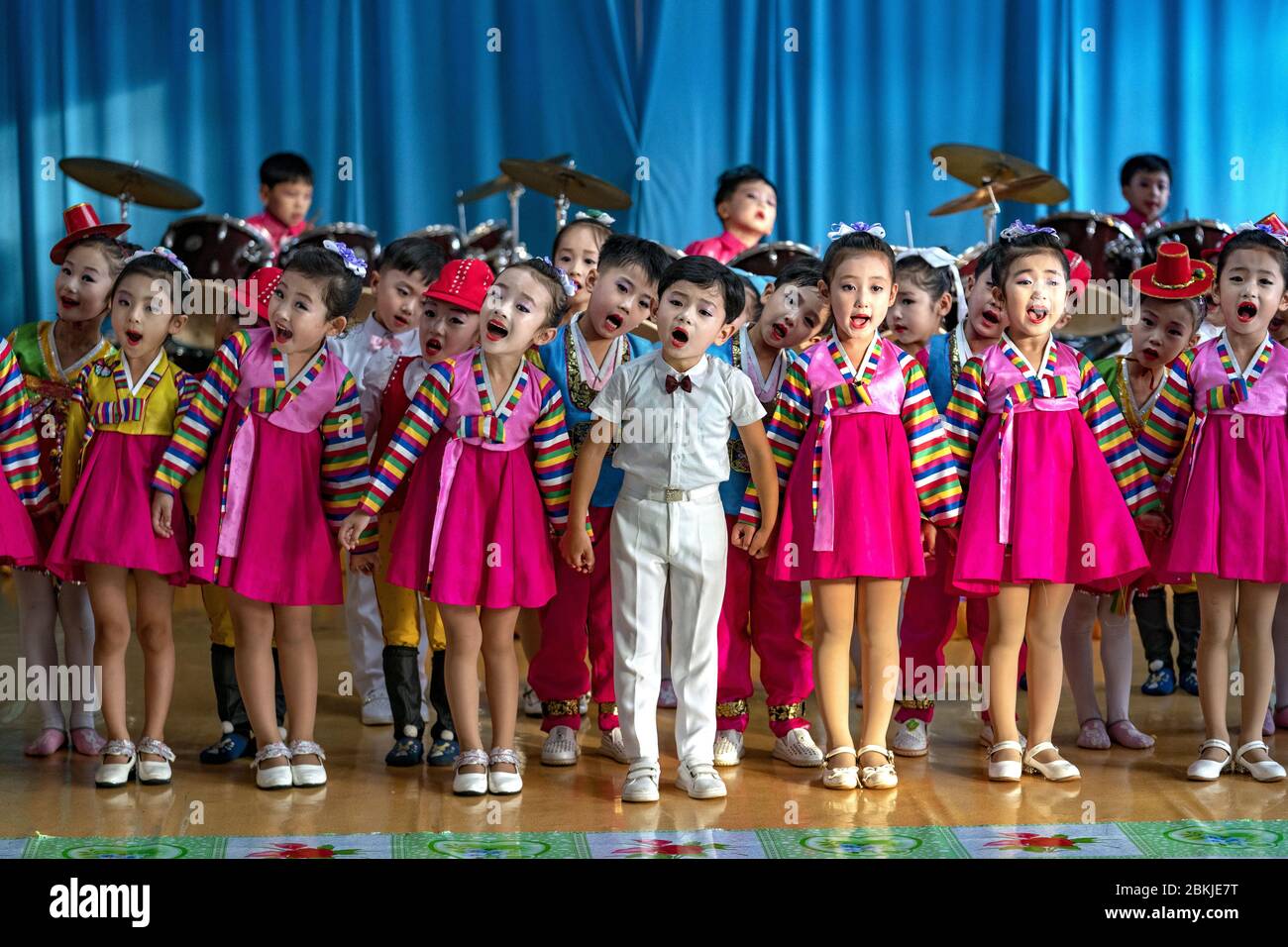 North Korea, Chongjin the second largest town in the country, the Chonglin Steelworks Kindergarten, concert of the children Stock Photo