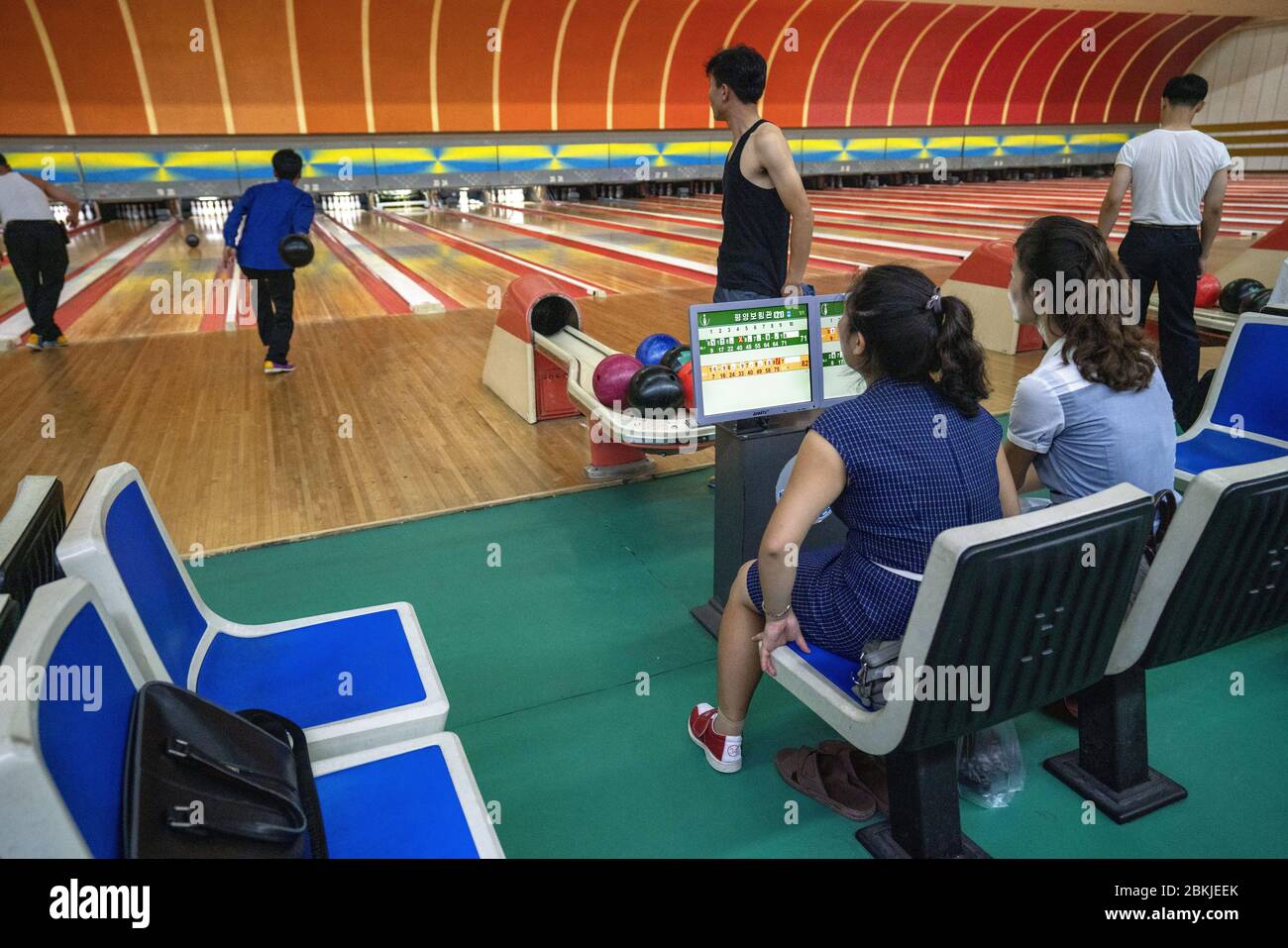 North Korea, Pyongyang, bowling Stock Photo Alamy