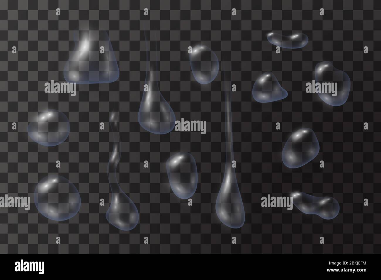 Transparent water drops on the transparent surface, vector illustration Stock Vector