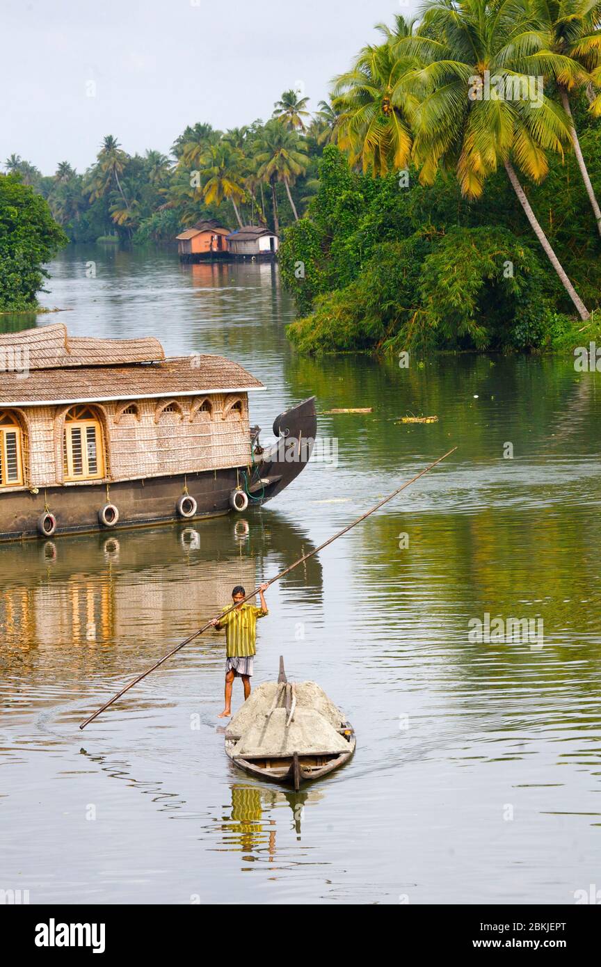 India, Kerala, atmosphere in the bac water Stock Photo