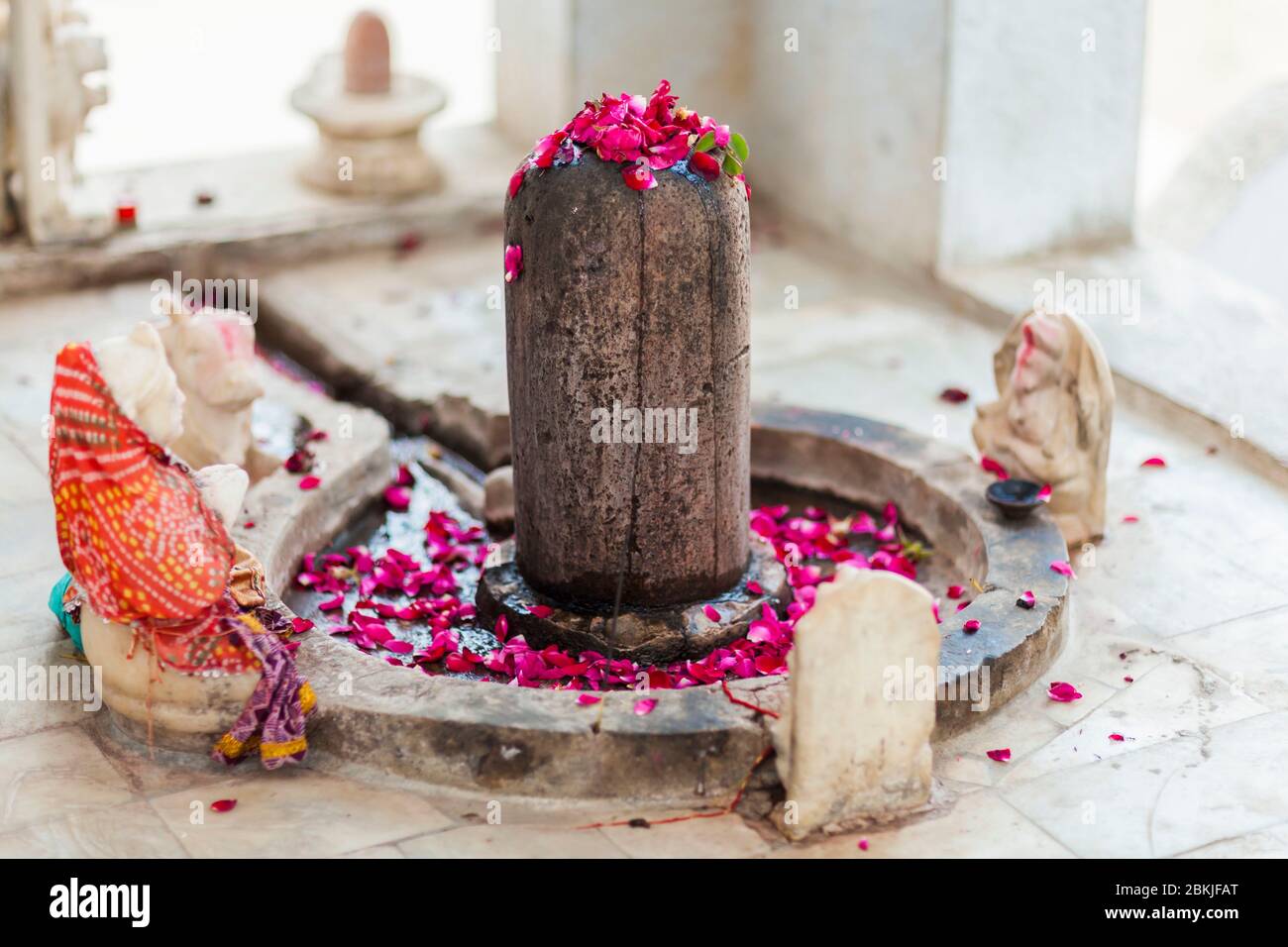 India, Rajasthan, Pushkar, close-up of a yoni, sculpture symbolizing the female genital organ Stock Photo