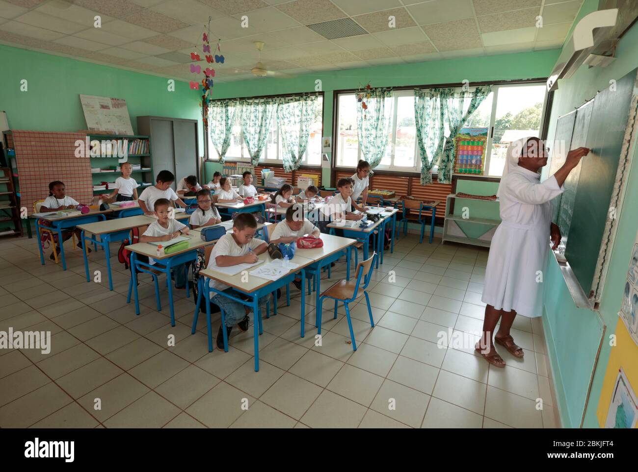France, Guyana, Cocoa, Hmong students in the Private Catholic School of Cocoa. Stock Photo