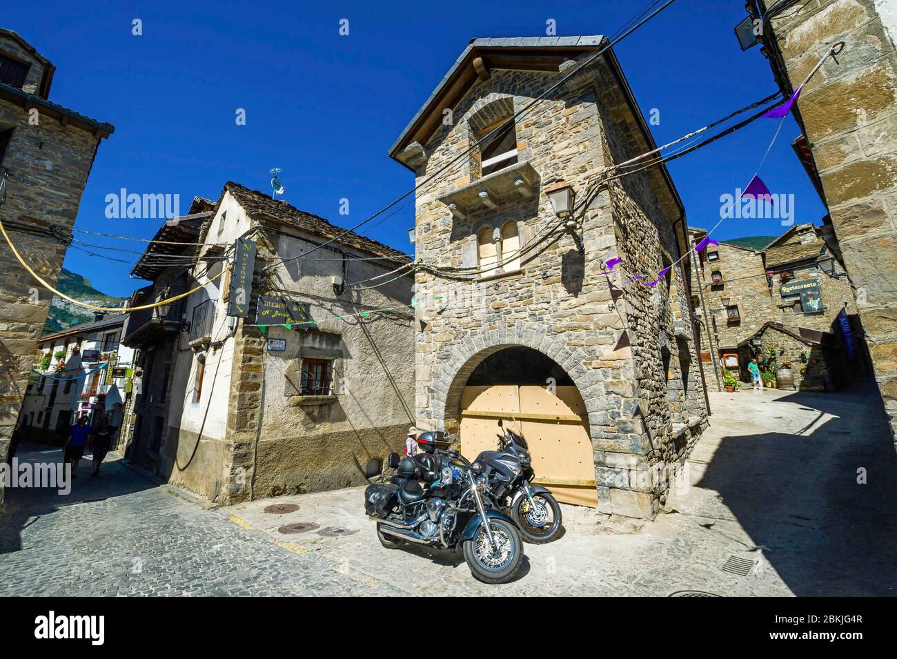 Spain, Aragon, comarque of Sobrarbe, province of Huesca, National Park of Ordesa and Monte Perdido, listed as World Heritage by UNESCO, Torla village Stock Photo