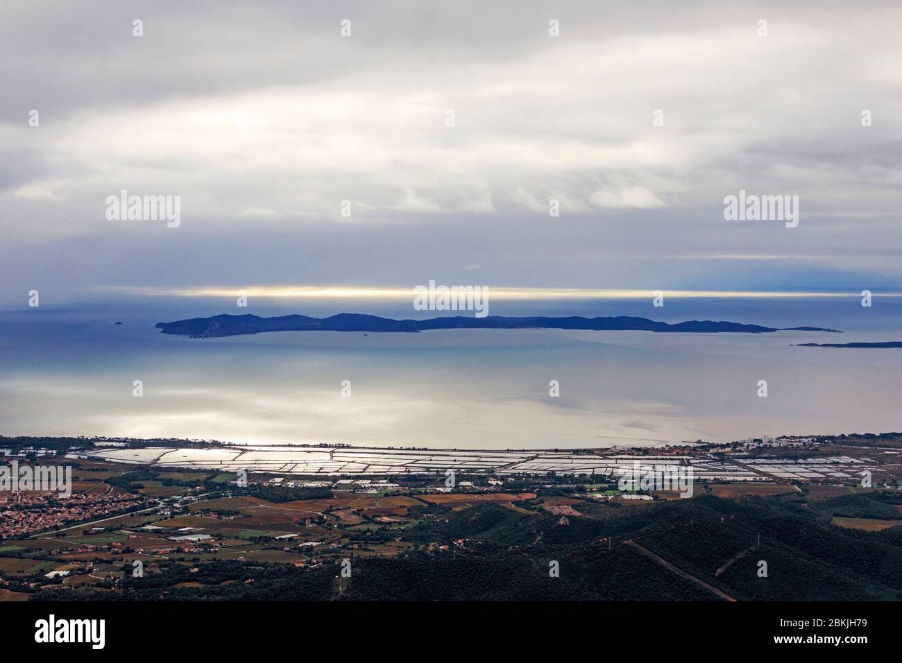 France, Var, Hyeres, Iie de Porquerolles (aerial view) Stock Photo