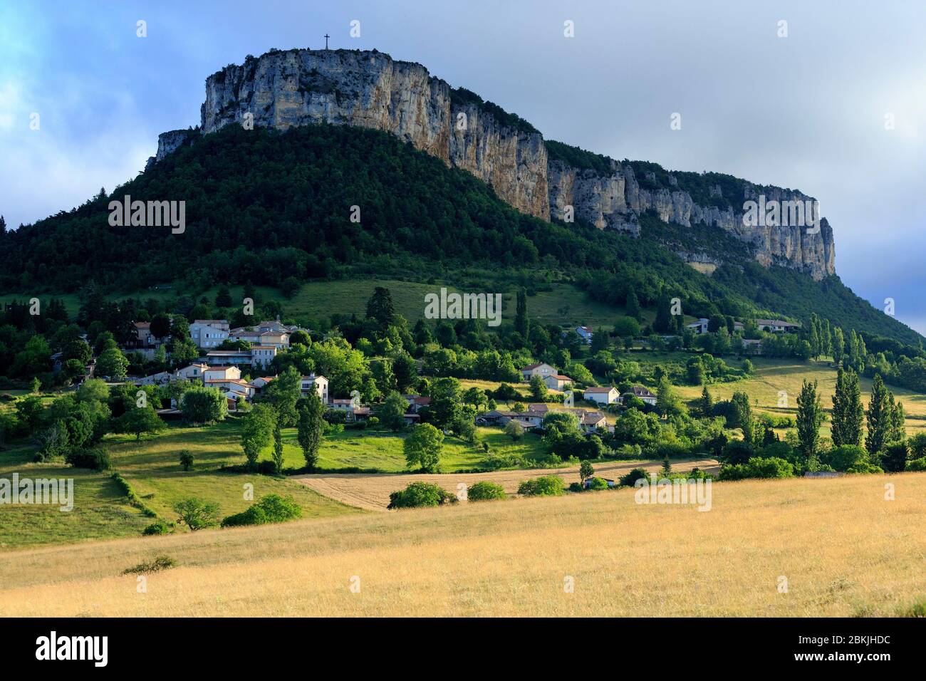 France, Drome, Vercors Regional Natural Park, Plan de Baix, Le Rocher du Vellan Stock Photo