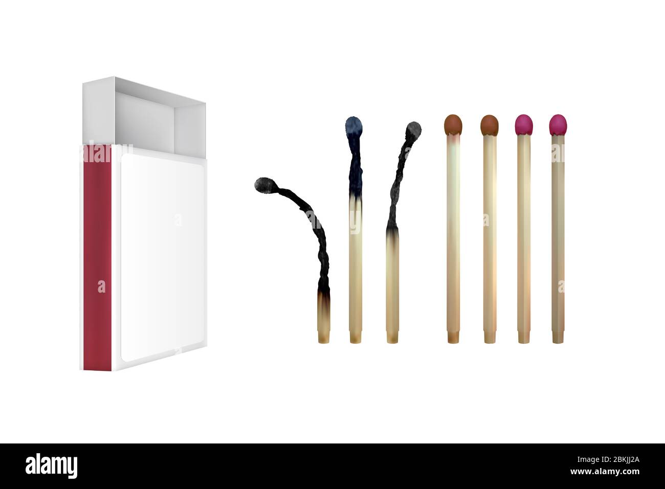 Realistic safety match. Set of wooden matches. Vector illustration