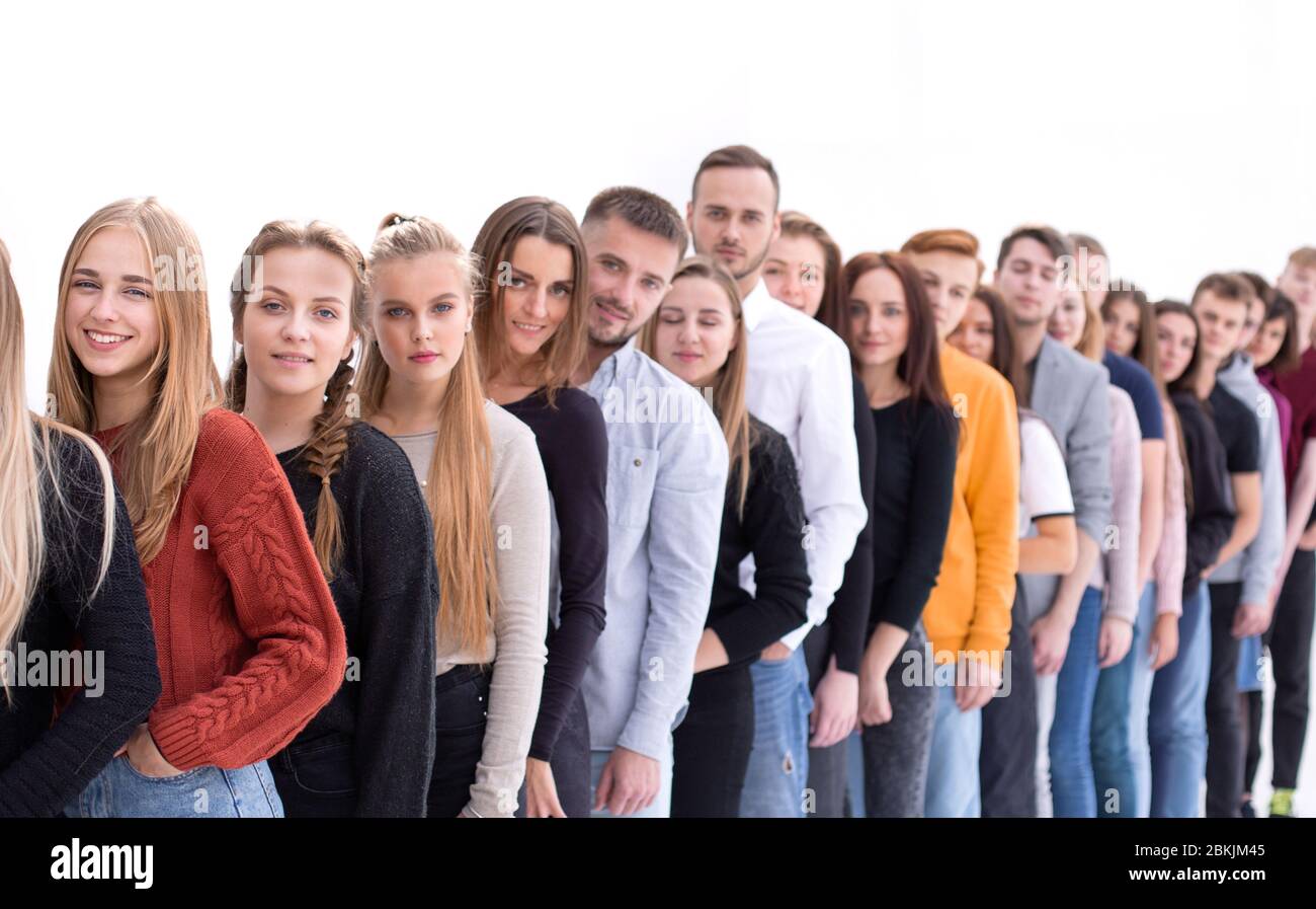group of diverse young people standing in line Stock Photo - Alamy