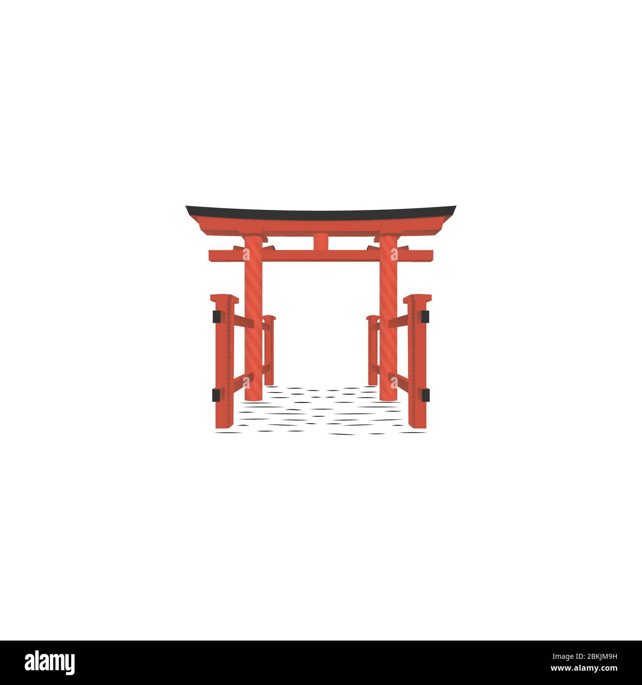 Realistic Vector Japanese Gate, traditional building historical landmark Stock Vector
