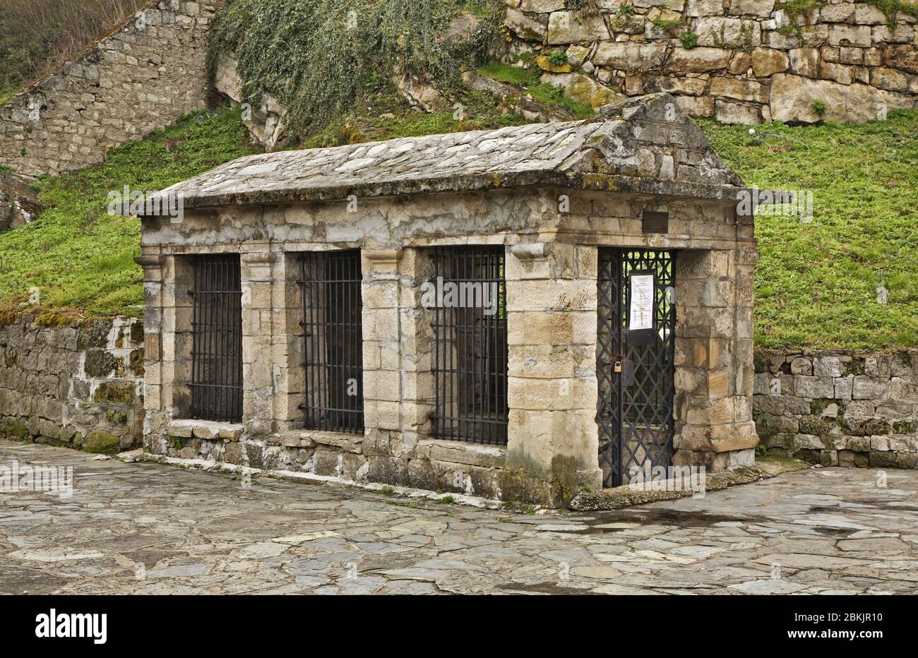 Entrance to the catacombs in Jajce. Bosnia and Herzegovina Stock Photo