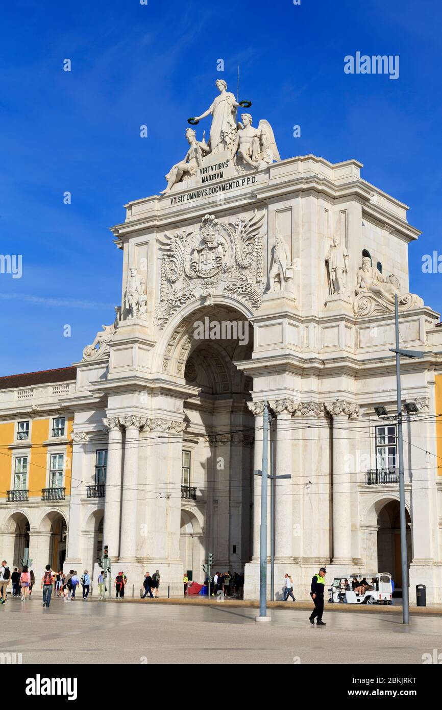 Arco da Rua Augusta, Praca Do Comercio, Lisbon, Portugal, Europe Stock Photo