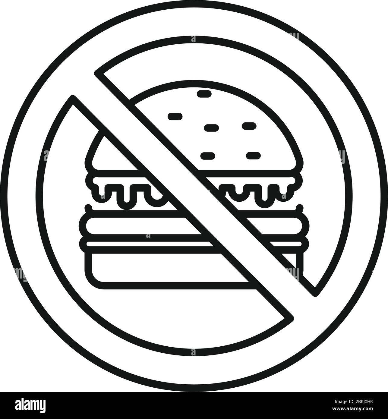 No burger eat icon. Outline no burger eat vector icon for web design isolated on white background Stock Vector