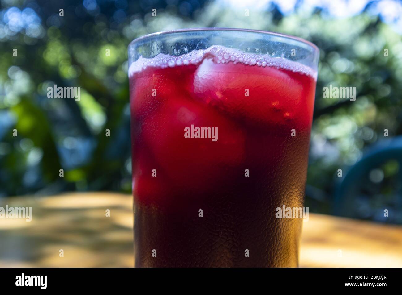 flor de jamaica drink with ice Stock Photo