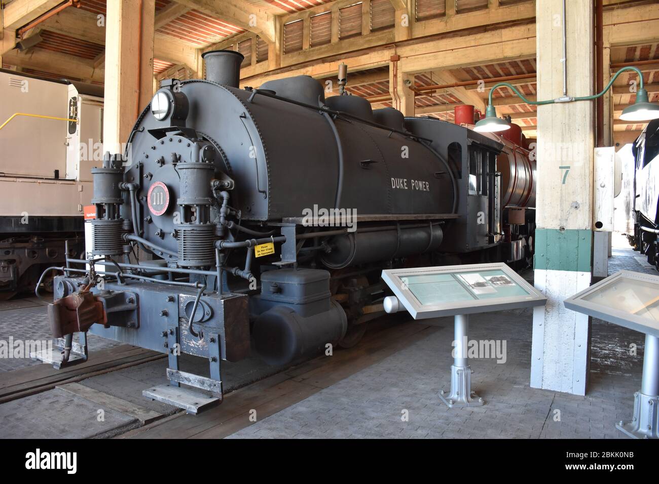 A Steam Locomotive on display at the North Carolina Transportation Museum. Stock Photo