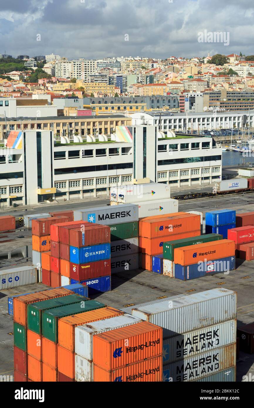 Containers on Santo Amaro Dock,Lisbon, Portugal,Europe Stock Photo Alamy