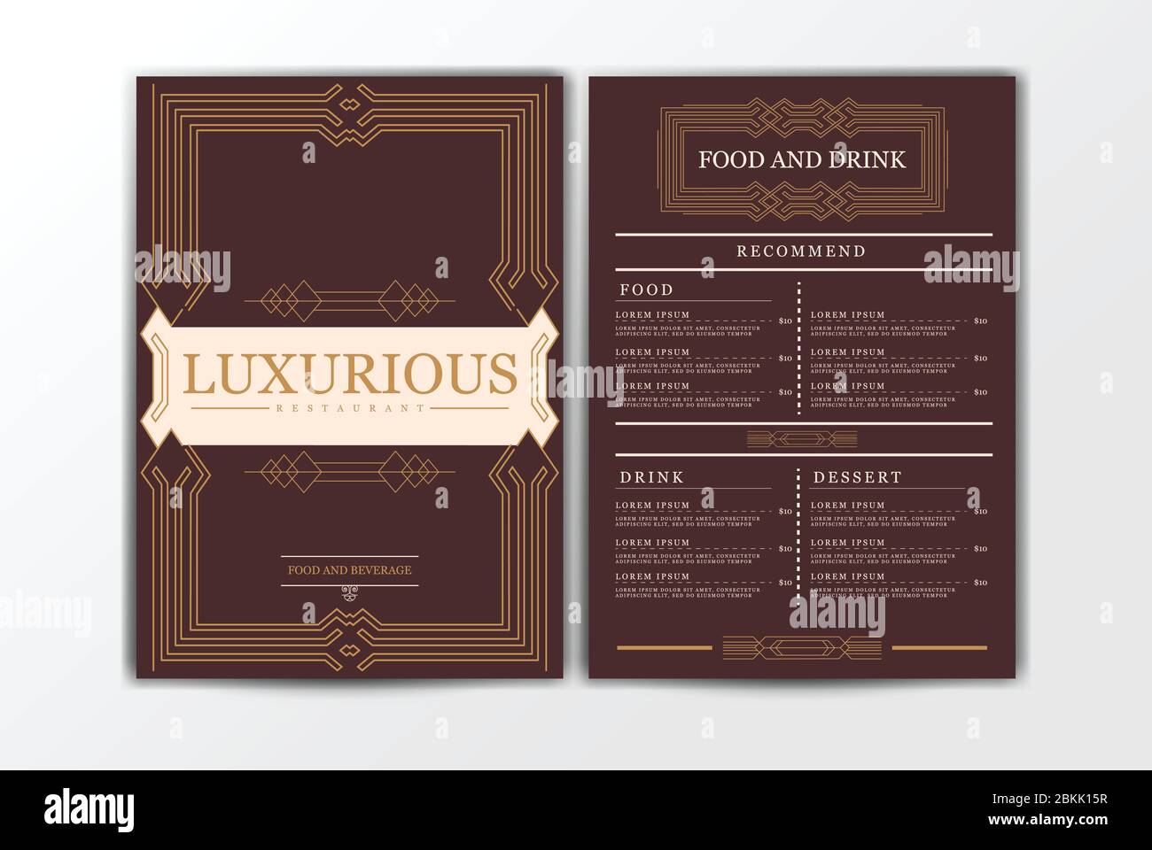 Restaurant Food Menu Template. Elegant Luxurious Vintage Menu with Food ...