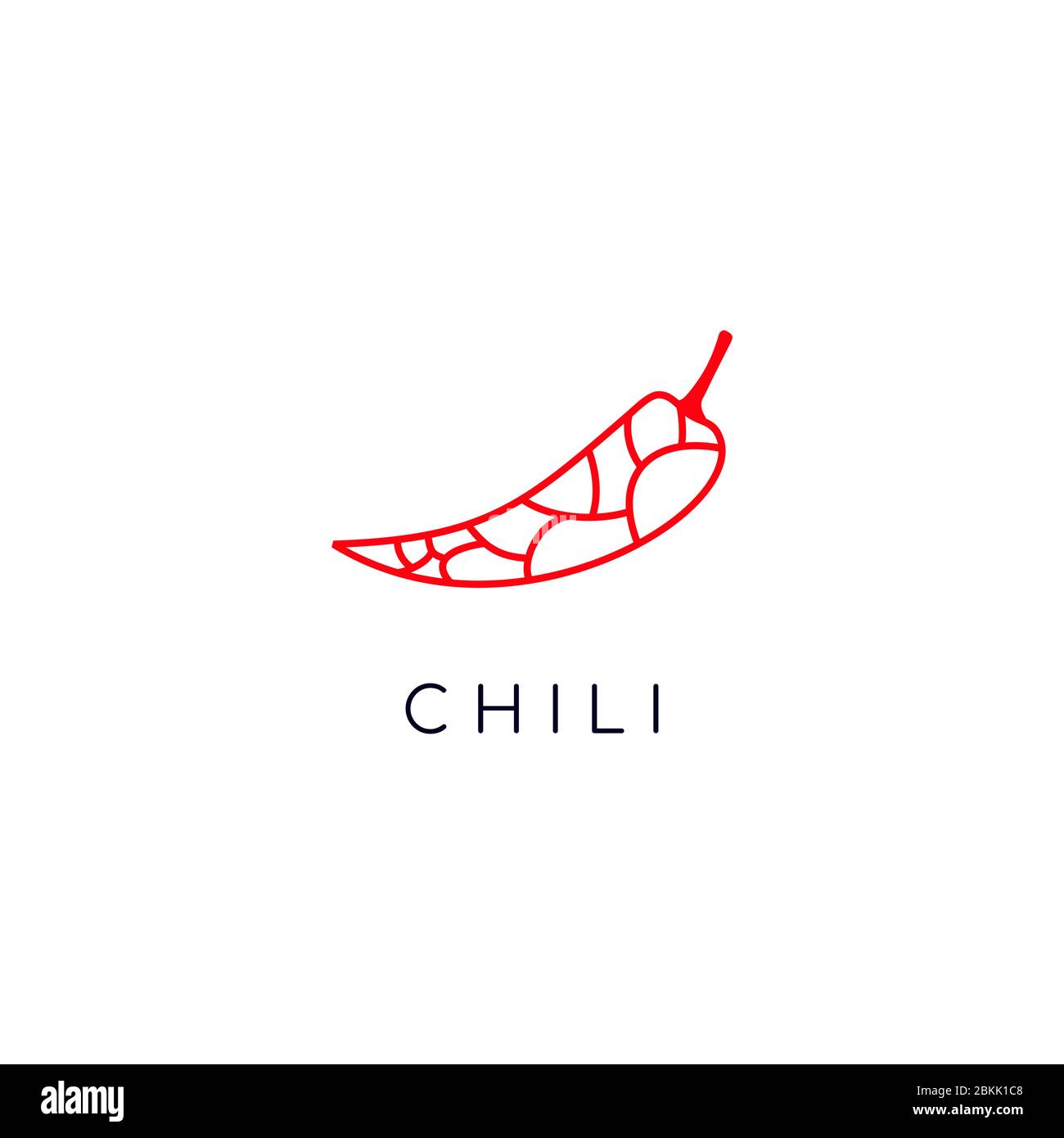 Simple line art chili logo design inspiration Stock Vector