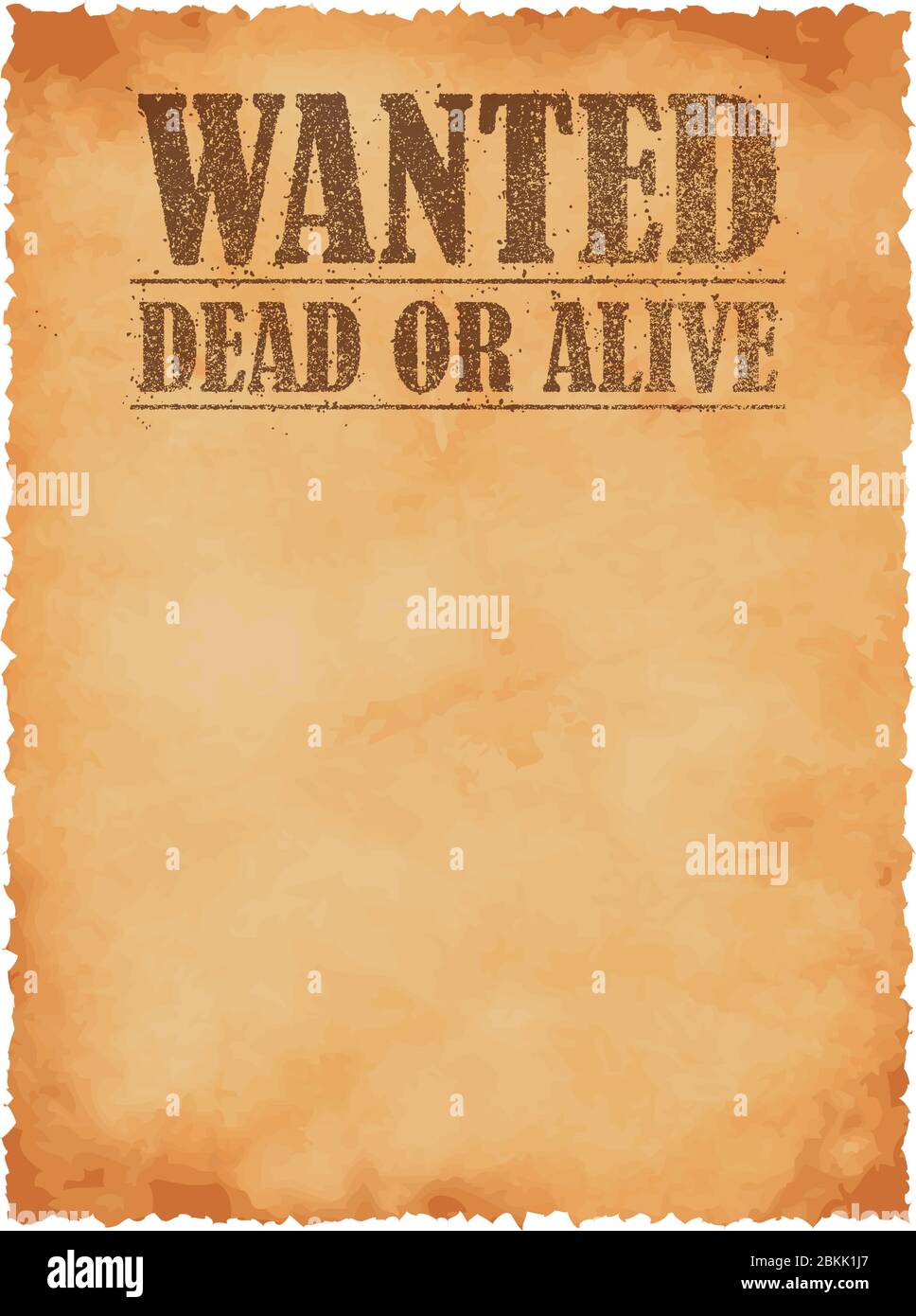 Grunged wanted paper template vector illustration / American Old West. Stock Vector