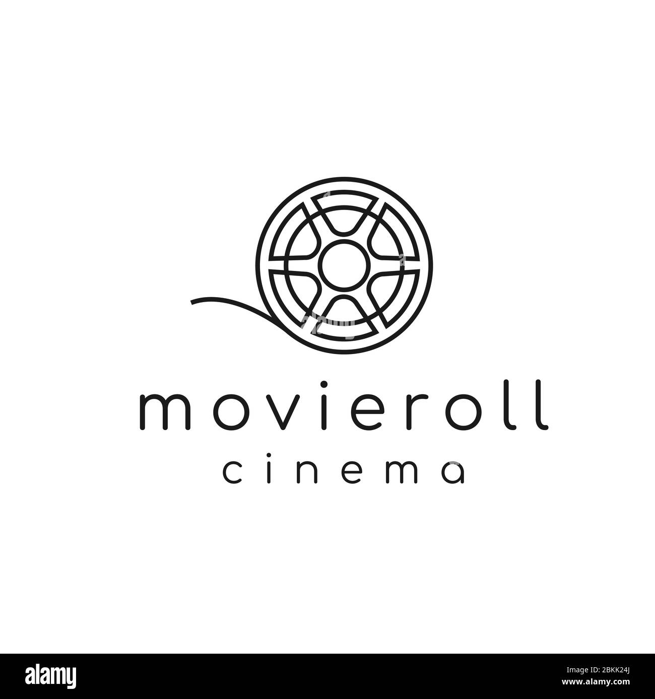 Line art style, negative film reel or roll tapes for movie cinema video logo Stock Vector