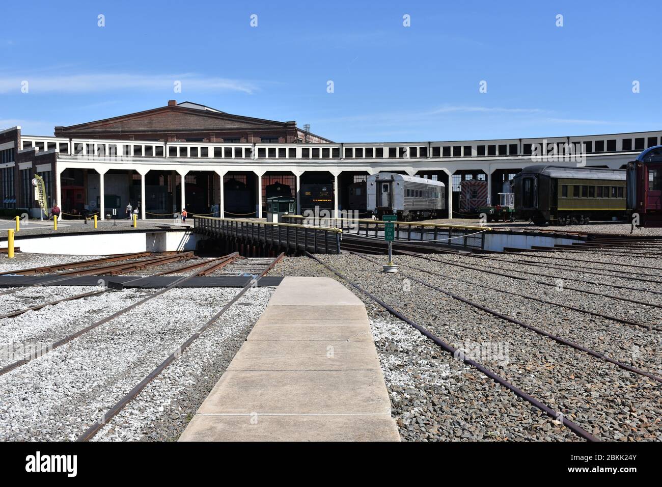 The Roundhouse and Turntable at the North Carolina Transportation Museum. Stock Photo