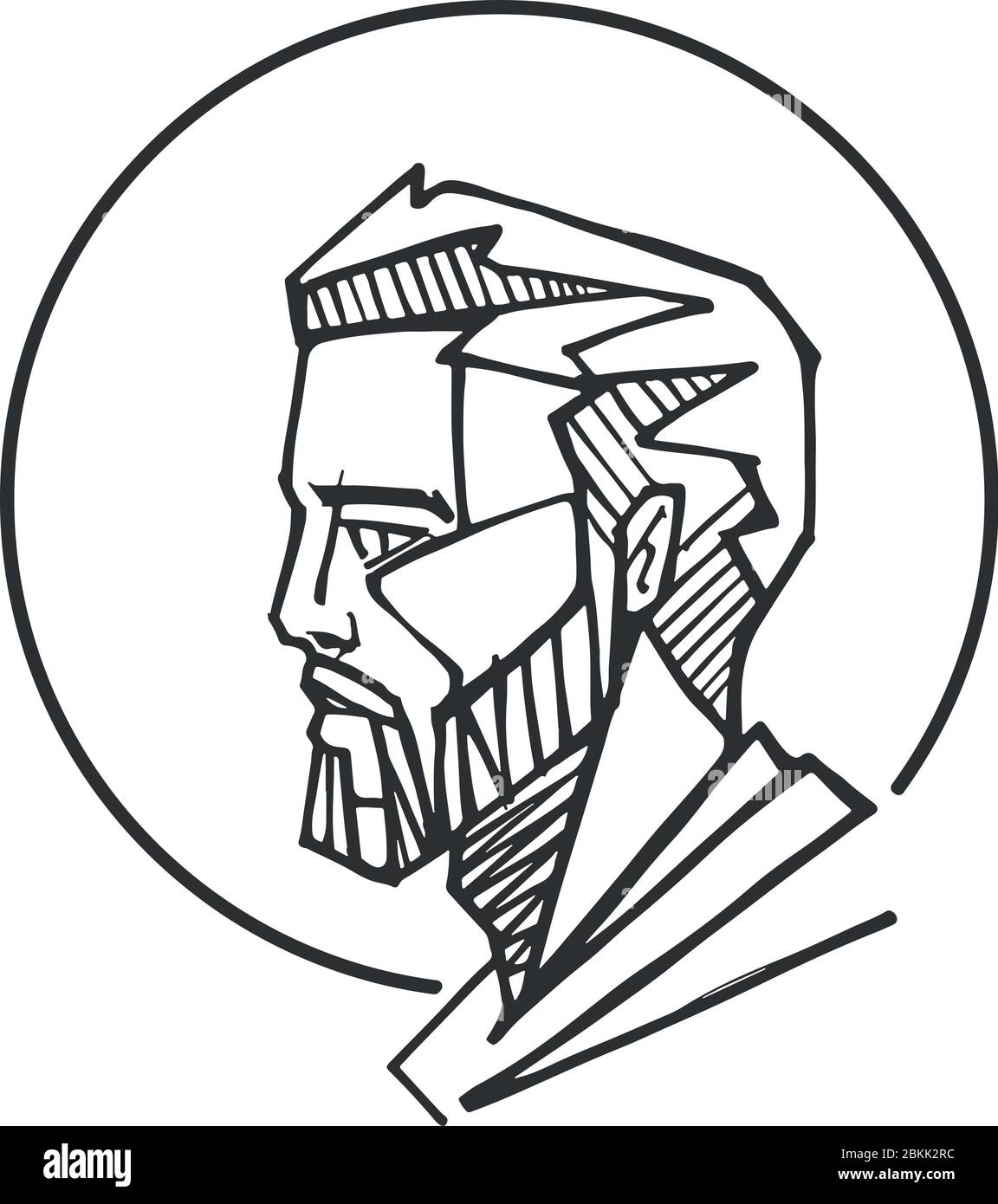 Digital illustration or drawing of Saint Joseph face Stock Vector