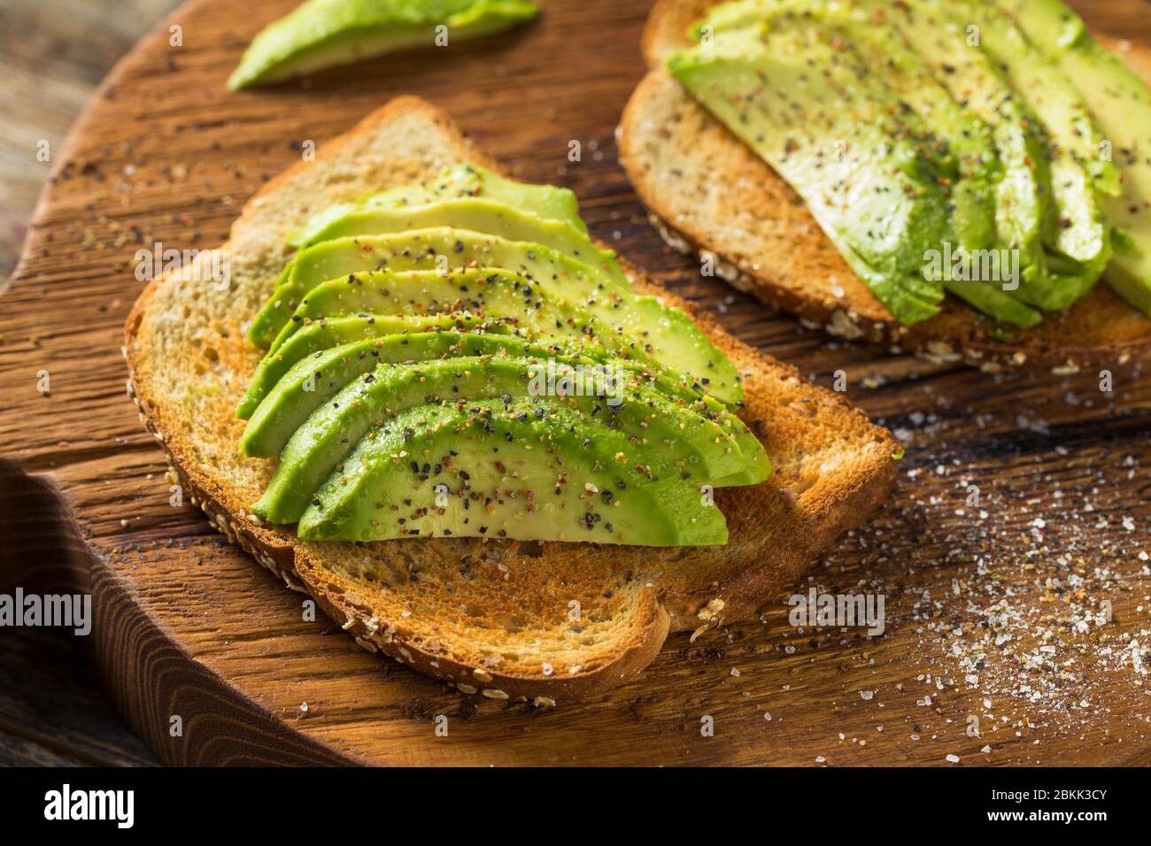 Healthy Homemade Avocado Toast with Salt and Pepper Stock Photo - Alamy